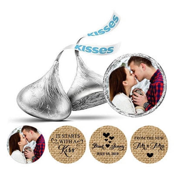 Darling Souvenir From The New Photo Wedding Custom Stickers 190 Pcs Chocolate Labels-Brown