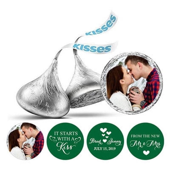 Darling Souvenir From The New Photo Wedding Custom Stickers 190 Pcs Chocolate Labels-Green