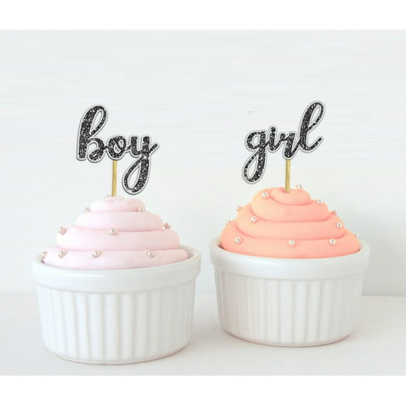 Darling Souvenir, Gender Reveal Cupcake Toppers, Boy Or Girl, Twins Baby Shower Dessert Decorations - Pack Of 20