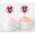 thumbnail image 1 of Darling Souvenir, Glitter Baby T-Shirt Baby Shower Cupcake Toppers, Dessert Decorations - Pack Of 20, 1 of 3