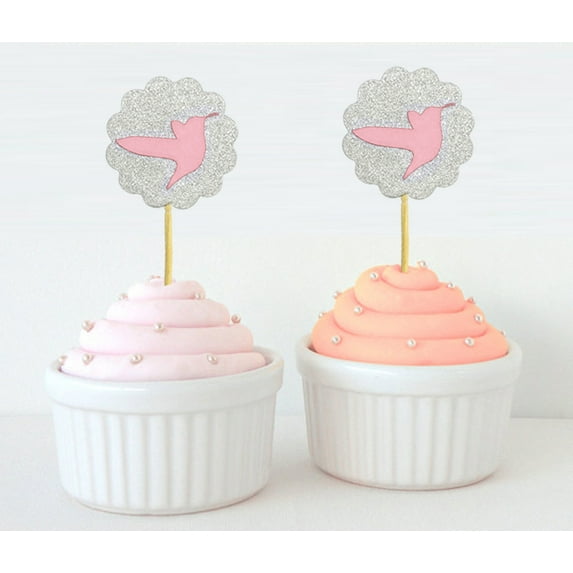 Darling Souvenir, Glitter Heart Cupcake Toppers, Wedding - Birthday Party Dessert Decorations - Pack Of 20