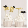 thumbnail image 1 of Darling Souvenir, Graduation Cap Theme Party Cupcake Toppers , Dessert Decorations Congrats Grad! Cupcake Toppers - Pack Of 20, 1 of 1