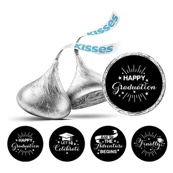 Darling Souvenir Graduation Theme Stickers Candy Chocolate Labels Pack of 190 Pcs-Black