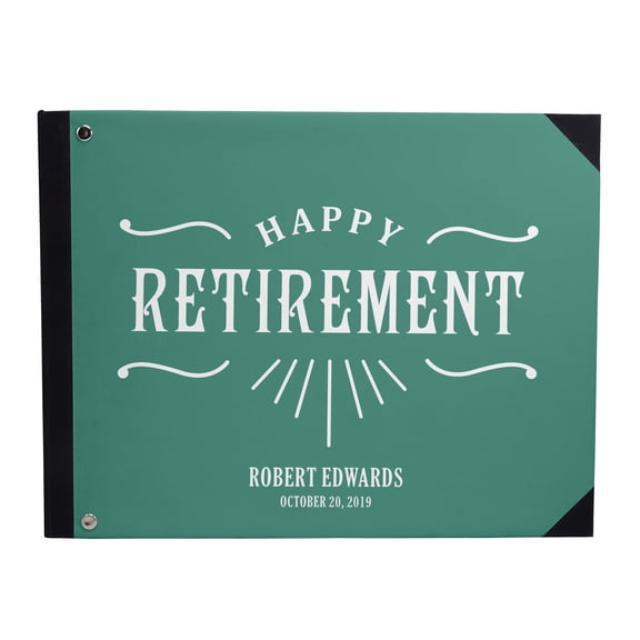 Darling Souvenir Green Text Hardbound Cover Personalized Printed Retirement Party&nbsp;Guestbook&nbsp;Memory Message&nbsp;book-7 x 9 Inches