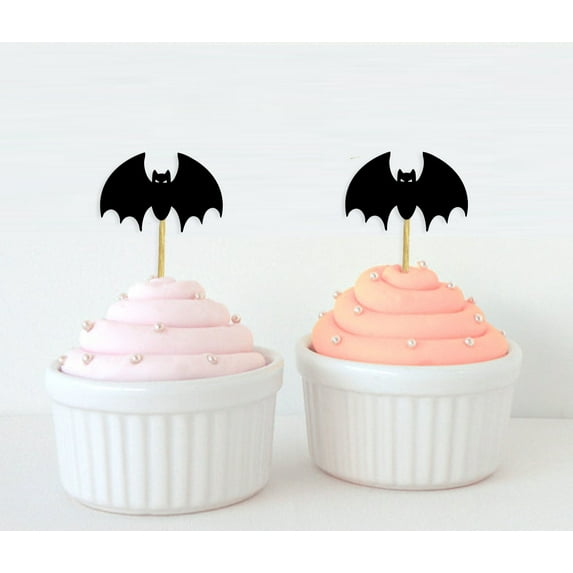 Darling Souvenir, Halloween Bat Cupcake Toppers, Party Dessert Decorations - Pack Of 40