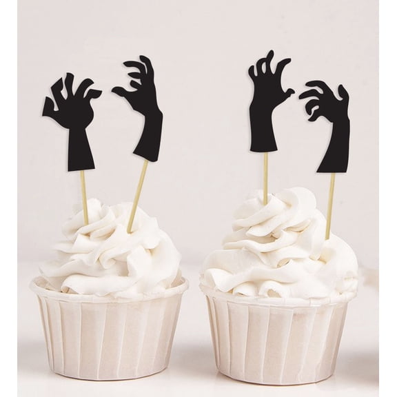 Darling Souvenir, Halloween Monster Hand Cupcake Topper, Birthday Party Dessert Decorations Picks - Pack Of 40