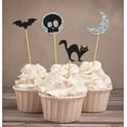 thumbnail image 1 of Darling Souvenir, Halloween Party Cupcake Topper, Party Dessert Decorations Bat, Cat, Moon, Skull Picks - Pack Of 40, 1 of 1