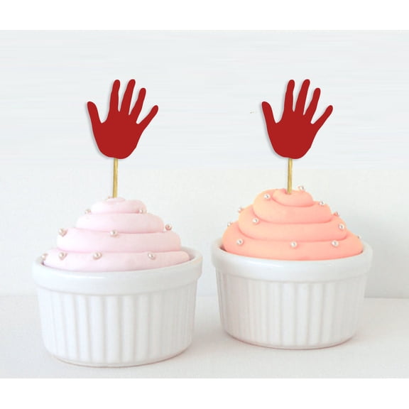 Darling Souvenir, Hand Shape Cupcake Toppers, Birthday/ Wedding Party Dessert Decorations - Pack Of 20