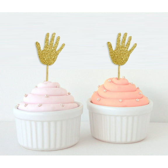 Darling Souvenir, Hand Shape Cupcake Toppers, Birthday/ Wedding Party Dessert Decorations - Pack Of 20