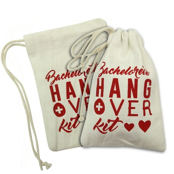 Darling Souvenir Hangover Kit Bachelorette Party Favor Bags First Aid Kit Canvas Bags 4 x 6 Inch, 10 Pcs