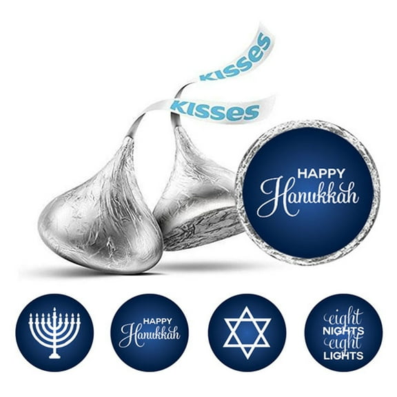 Darling Souvenir Hanukkah Jewish Stickers for Candy Chocolate Labels 190 Pcs DIY- Dark Blue & White