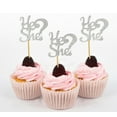 thumbnail image 1 of Darling Souvenir, He She? Gender Reveal Baby Shower Cupcake Toppers, Dessert Decorations - Pack Of 20, 1 of 3