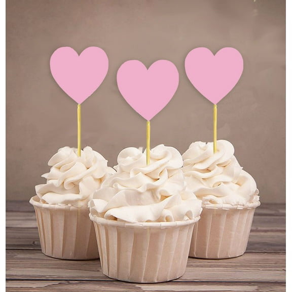 Darling Souvenir, Heart Cupcake Toppers, Wedding - Birthday Party Dessert Decorations - Pack Of 20