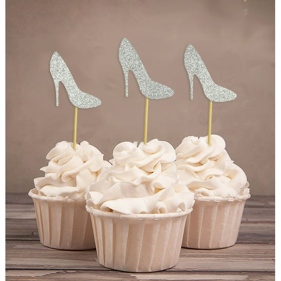 Darling Souvenir, High Heel Bridal Shower Cupcake Toppers, Wedding Birthday Party Dessert Decorations - Pack Of 20