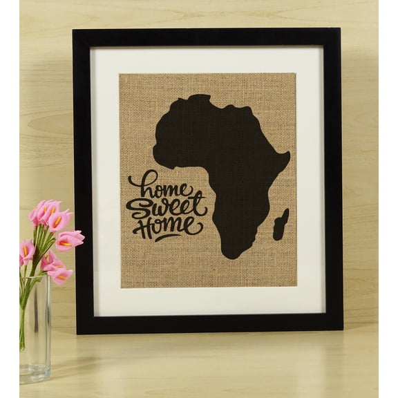 Darling Souvenir Home Sweet Home Burlap Print Wall Decor Africa Map Housewarming Gift Idea-Burlap Print Only(11 x 14 Inches)