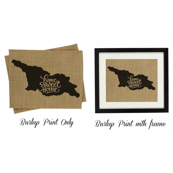 Darling Souvenir Home Sweet Home Burlap Print Wall Decor Georgia Country Map Housewarming Gift-Burlap Print Only(8 x 10 Inches)
