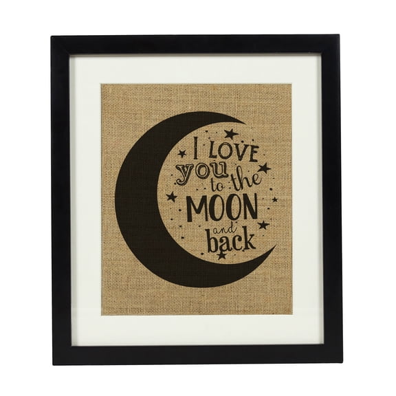 Darling Souvenir I love you To The Moon And Back Burlap Print Nursery Decor Baby Shower Gift-Burlap Print with Frame(8 x 10 Inches)