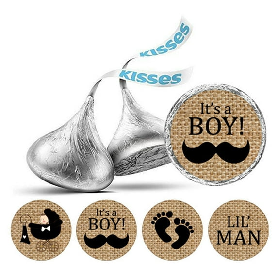 Darling Souvenir It's A Boy Stickers Candy Chocolate Labels 190 Pcs Party Fabor-Glitter Gold
