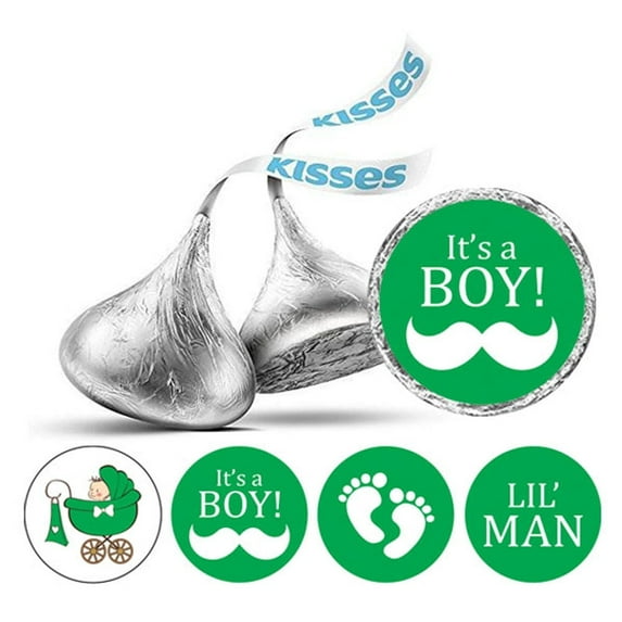 Darling Souvenir It's A Boy Stickers Candy Chocolate Labels 190 Pcs Party Fabor-Green