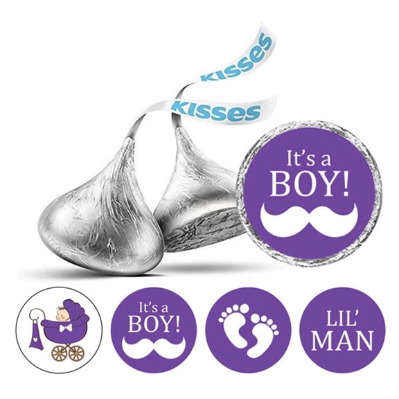 Darling Souvenir It's A Boy Stickers Candy Chocolate Labels 190 Pcs Party Fabor-Voilet