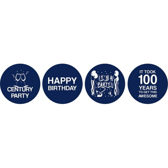 Darling Souvenir Its Took 100 Years Birthday Theme Stickers Candy Labels DIY 190 Pcs-Navy Blue