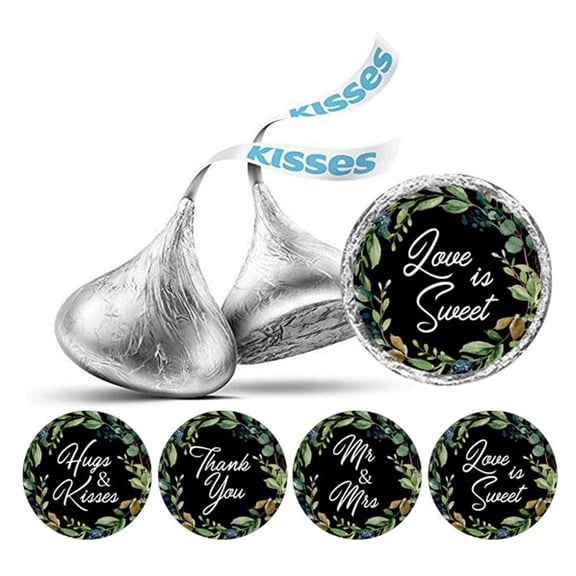 Darling Souvenir Leaf Border Wedding Party Theme Stickers chocolate Labels 190 Pcs-Black