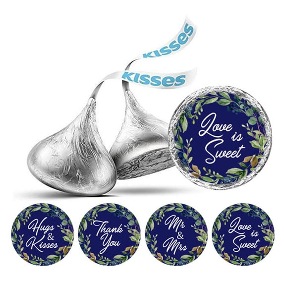 Darling Souvenir Leaf Border Wedding Party Theme Stickers chocolate Labels 190 Pcs- Navy Blue