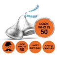 thumbnail image 1 of Darling Souvenir Look Who is 50 Birthday Stickers 190 Pcs for chocolate Candy Labels-Orange, 1 of 2