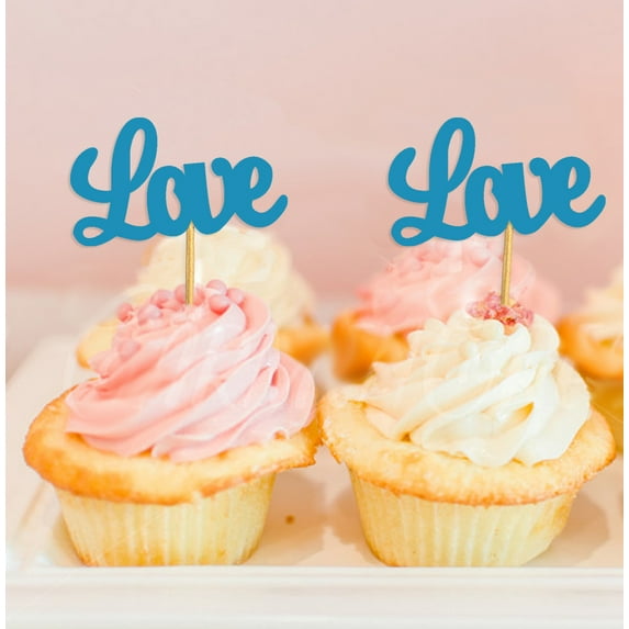 Darling Souvenir, Love Cupcake Toppers, Wedding Party Dessert Decorations - Pack Of 20