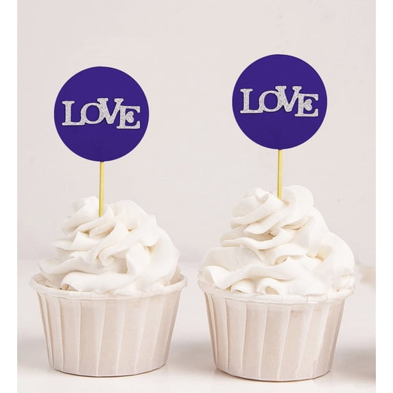 Darling Souvenir, Love Wedding Cupcake Toppers, Party Dessert Decorations - Pack Of 20