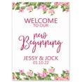 thumbnail image 1 of Darling Souvenir MADE WITH LOVE Personalized Welcome Sign/ Banner, Welcome To Our New Beginning Custom Flower Border Wedding, Engagement Party Sign - 18x12, 1 of 5