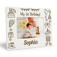 thumbnail image 1 of Darling Souvenir MADE WITH LOVEPersonalized WoodEngraved Birthday Picture Frame, Table Top WhitePhotoFrame (My 1st Birthday) Customizable Quote - 4x6 Inches Horizontal, 1 of 8