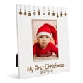 thumbnail image 1 of Darling Souvenir MADE WITH LOVEPersonalized WoodEngraved Christmas Picture Frame, Table Top WhitePhotoFrame (My First Christmas) Customizable Quote - 4x6 Inches Vertical, 1 of 8