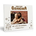 thumbnail image 1 of Darling Souvenir MADE WITH LOVEPersonalized WoodEngraved Grandma Picture Frame, Table Top WhitePhotoFrame (World's Best Grandma We Love Our Grandma) Customizable Quote - 4x6 Inches Horizontal, 1 of 8