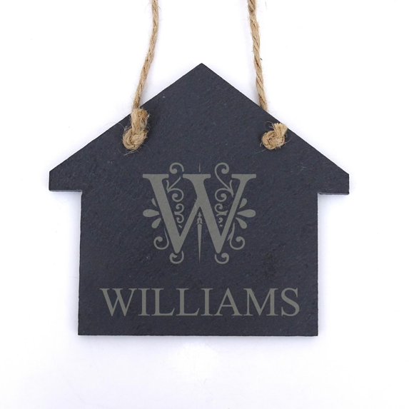 Darling Souvenir MADE WITH LOVE Custom Engraved Slate Hanging Christmas Tree Ornament with String Personalized Family Gift