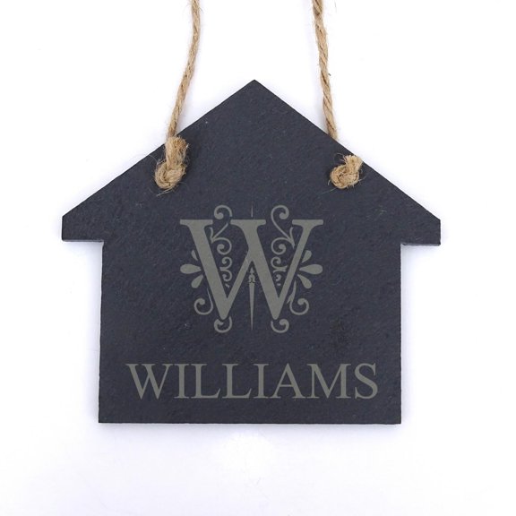 Darling Souvenir MADE WITH LOVE Custom Engraved Slate Hanging Christmas Tree Ornament with String Personalized Family Gift