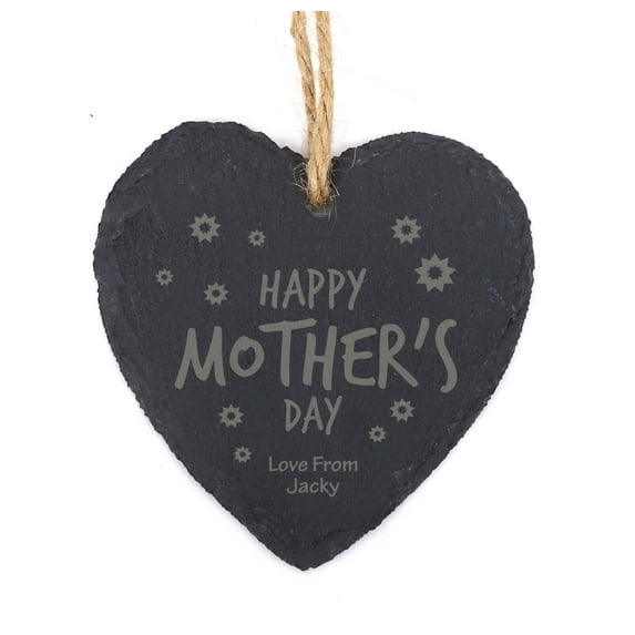 Darling Souvenir MADE WITH LOVE Custom Mother's Day Engraved Slate Hanging Christmas Tree Ornament with String Personalized Gift