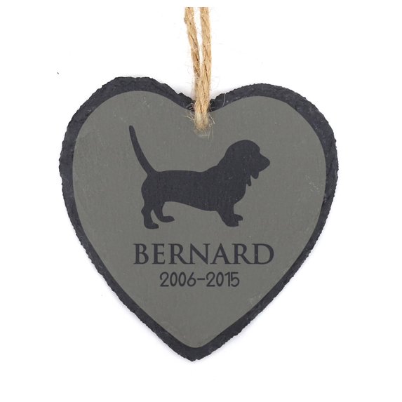 Darling Souvenir MADE WITH LOVE Custom St. Bernard Dog Engraved Heart Pet Memorial Hanging Slate Christmas Tree Ornament Personalized Gift