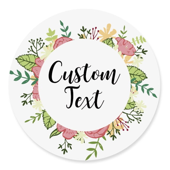 Darling Souvenir MADE WITH LOVE Floral Wreath - 2" CustomStickersPremium 80 Self-AdhesiveRoundLabels, Personalized Wedding Party FavorStickers/RoundEnvelope Seal