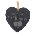 thumbnail image 1 of Darling Souvenir MADE WITH LOVE Mr & Mrs Personalized Couple Heart Wedding Sign Gift Engraved&nbsp;Slate Hanging Christmas Tree Ornament with String, 1 of 4