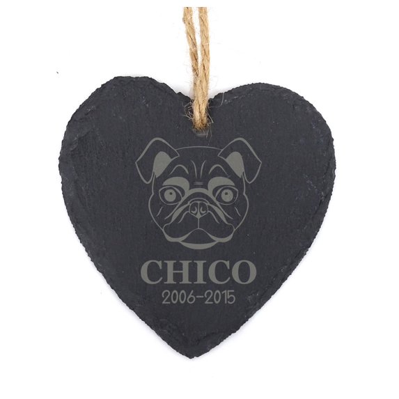 Darling Souvenir MADE WITH LOVE Personalized Chico Dog Engraved Pet Memorial Hanging Slate Christmas Tree Heart Ornament Custom Gift