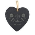thumbnail image 1 of Darling Souvenir MADE WITH LOVE Personalized Couple Names Wedding Sign Gift Engraved Heart Slate Hanging Christmas Tree Ornament with String, 1 of 4