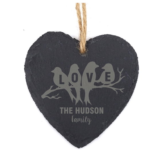 Darling Souvenir MADE WITH LOVE Personalized Family Engraved Slate Hanging Christmas Tree Ornament with String Custom Gift
