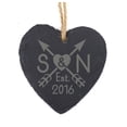 thumbnail image 1 of Darling Souvenir MADE WITH LOVE Personalized Initial Couple Names Arrow Engraved&nbsp;Slate Gift Hanging Christmas Tree Ornament With String, 1 of 4