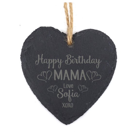 Darling Souvenir MADE WITH LOVE Personalized Mom's Birthday Engraved Slate Hanging Christmas Tree Ornament with String Custom Gift