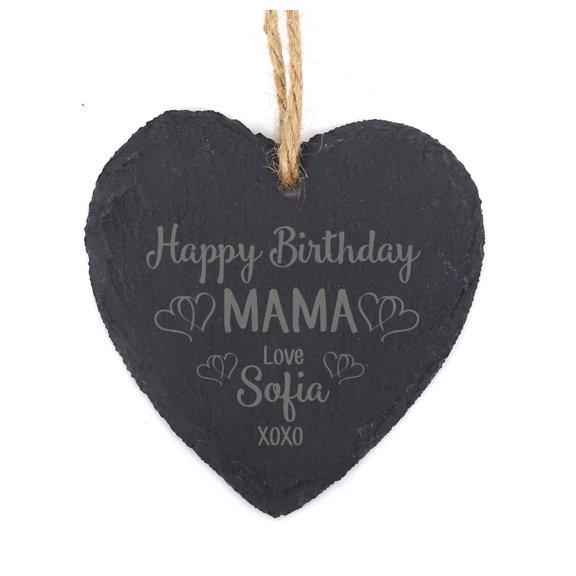Darling Souvenir MADE WITH LOVE Personalized Mom's Birthday Engraved Slate Hanging Christmas Tree Ornament with String Custom Gift