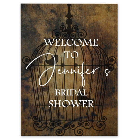 Darling Souvenir MADE WITH LOVE PersonalizedWelcomeSignFor Bridal Shower,Cage Bird Print,Bridal Shower Collection Great For Your Celebrations- 18x 12