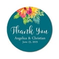 thumbnail image 1 of Darling Souvenir MADE WITH LOVE Round 45 Pcs Floral Thank You Stickers Personalized Bride Groom Names And Date Envelope Seals-Teal Blue, 1 of 3