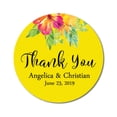 thumbnail image 1 of Darling Souvenir MADE WITH LOVE Round 45 Pcs Floral Thank You Stickers Personalized Bride Groom Names And Date Envelope Seals-Yellow, 1 of 3