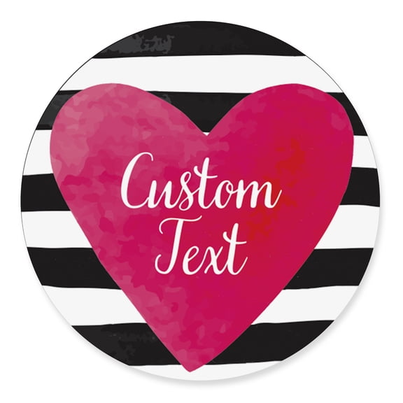 Darling Souvenir MADE WITH LOVE Stripe & HeartTheme - 2" CustomStickersPremium 80 Self-AdhesiveRoundLabels- Personalized Wedding Party FavorStickers/RoundEnvelope Seal